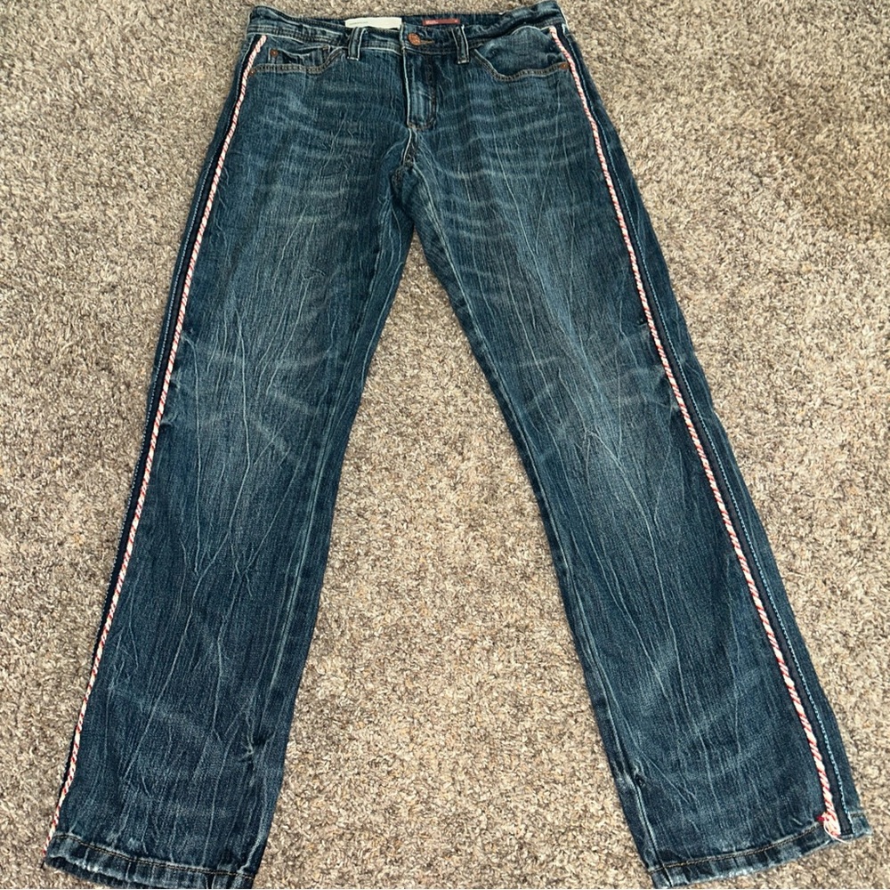 Anthropologie Pilcro Women’s Slim Boyfriend Jeans Side Rope Design Sz 27